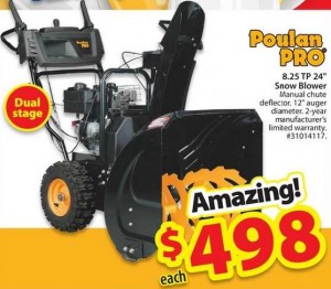 Poulan Pro 8.25 TP Dual Stage Snow Blower 24" 179cc铲雪机