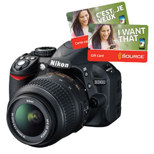 展示品NIKON D3100 14MP DSLR CAMERA WITH 18-55MM ZOOM-NIKKOR VR LENS AND $50 THE SOURCE GIFT CARD