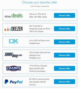 PayPal用户免费5美元Coupon