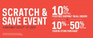 Sportchek Scratch & Save Event 4天特卖，网购全站另9折并包邮，店内购买另5-9折，并有冬衣5折起，鞋子6折起，买一第二件半价等多重优惠