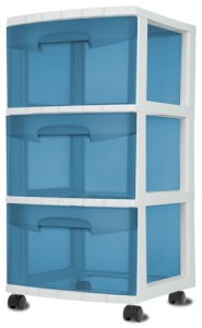 Sterilite 3 Drawer Cart (Aqua Blue Tint)