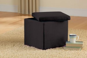 Mainstays Royal Plush Storage Ottoman, Black