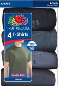 Fruit of the Loom Men's 4pk Assorted T-Shirt全棉男式短袖T恤4件装