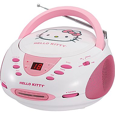 Hello Kitty CD Boombox with Aux-In Jack便携手提CD播放收音机