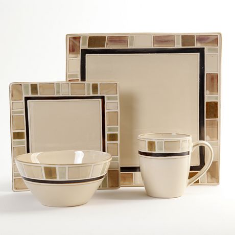 Mosaic Bisque 16pc Dinnerware Set 16件套餐具