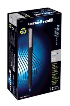 uni-ball Roller Rollerball, Stick Roller Ball Pen Fine-0.7mm 蓝色中性笔12支装