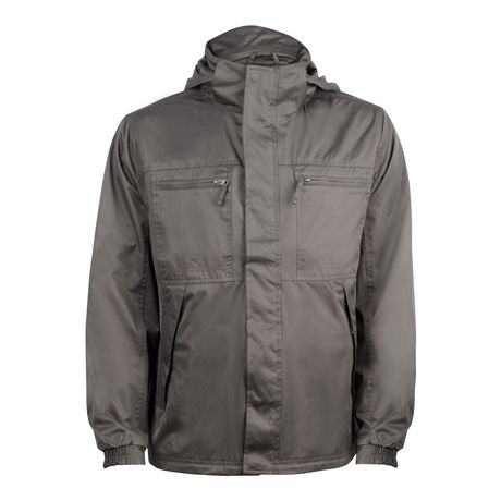 George Men's 4 Pocket Windbreaker Jacket带帽防风夹克（黑色、淡灰色）