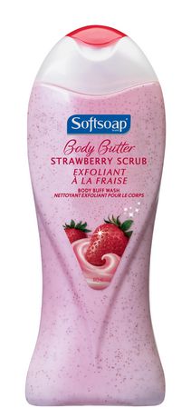 Softsoap* Body Butter - Strawberry Scrub Body Buff Wash 443ml身体滋润去除角质磨砂膏