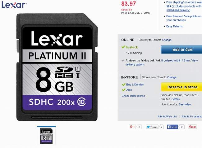 Lexar Platinum II 8GB 200X 30MB/s Class 10 SDHC 储存卡2折清仓