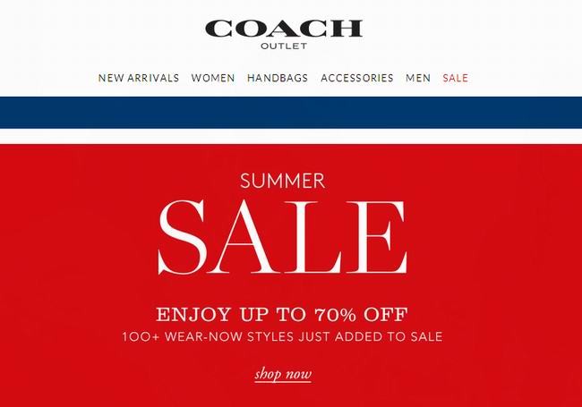 Coach Outlet网店夏季特卖，全站3折起