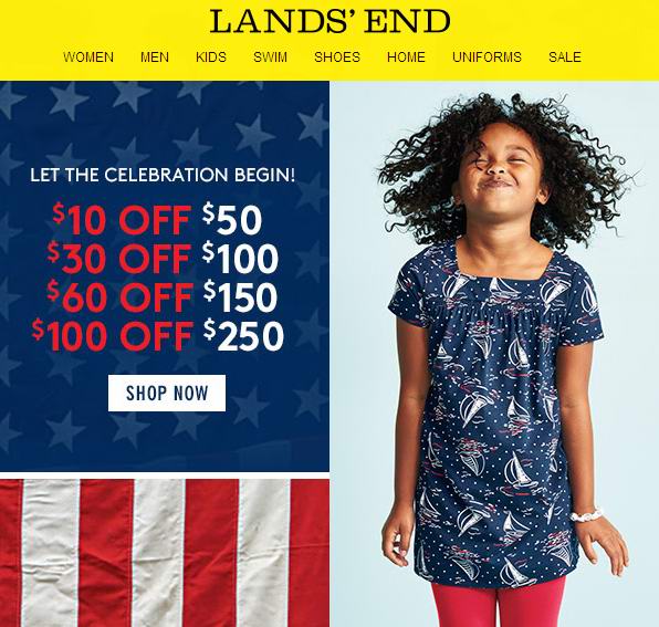 Lands’ End 近5千款成人儿童服饰2折起特卖，每份订单最高额外再优惠132.14元！