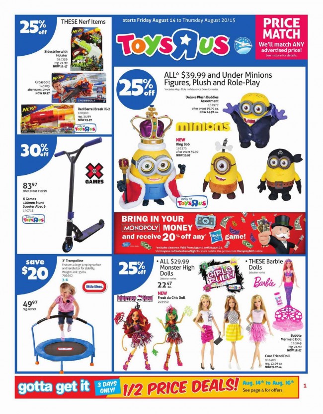 Toys R Us & Babies R Us本周（2015.8.14-2015.8.20）打折海报