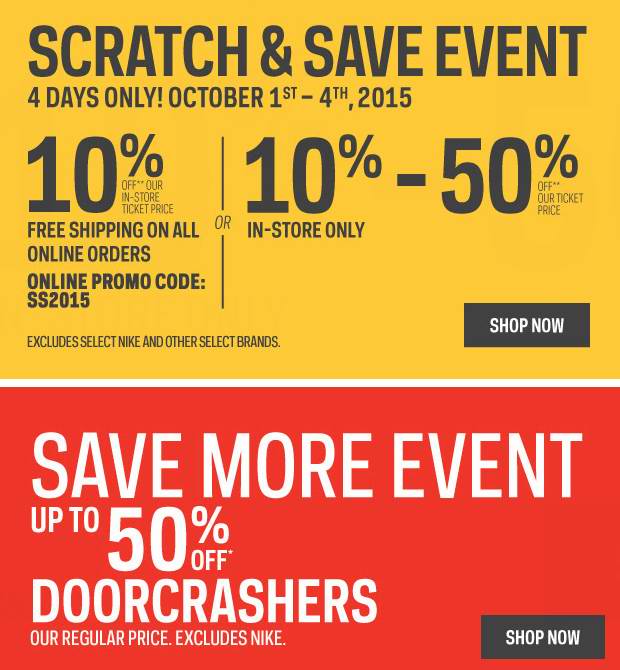 Sport Chek Scratch & Save Event 网店额外9折包邮，店内刮卡享受额外5-9折优惠，特卖区5折起