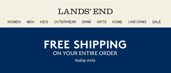 Lands’ End 成人儿童服饰1.6折起清仓，今日全站包邮！