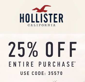 Hollister 全场服饰额外7.5折，11月9日前有效！