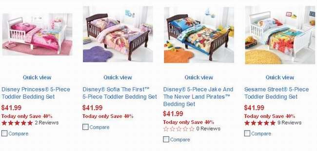 4款Disney 5-Piece Toddler Bedding Set 儿童床上用品5件套31.99元特卖