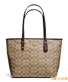 COACH  City Signature Tote 单肩敞口经典款女包立减140元！仅售199.99元！2色可选