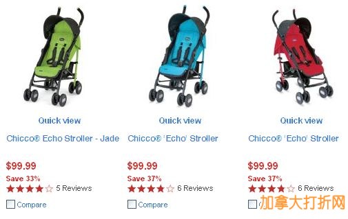 三款Chicco Echo Stroller婴儿推车99.99元特卖，再额外立减10元！上千款婴幼儿用品5折起特卖！