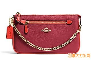 COACH Nolita Leather Colorblocked Wristle 鹅卵石皮革腕包6.4折优惠！现价124.31元，包邮