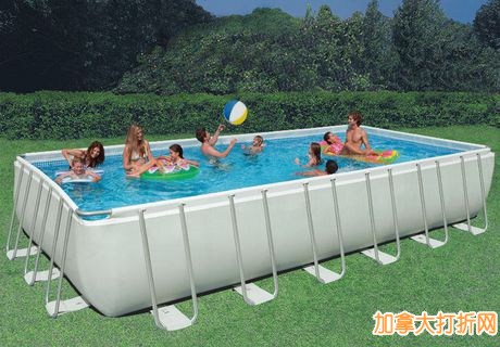 Intex 24ftx12ftx52in Rectangular Ultra Frame Pool Set 长方形室外超帧泳池特价794元，原价1148元，包邮