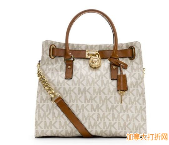 Michael Kors Hamilton Large Logo Tote大号十字纹锁头包5折特卖162.5元，原价325元，包邮