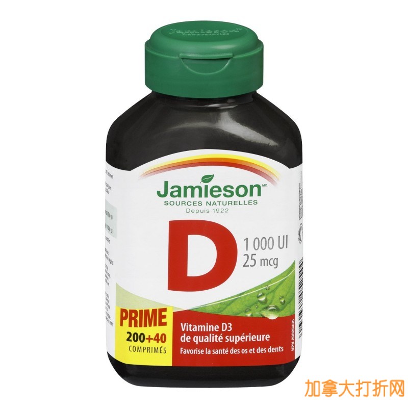  Jamieson 240片维他命D（V1,000iu ）特价4.87元，原价10.83元