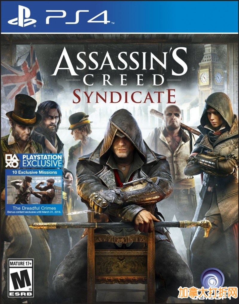 Assassin's Creed: Syndicate刺客信条:枭雄 PlayStation 4 限量版特价39.99元，原价79.99元，包邮