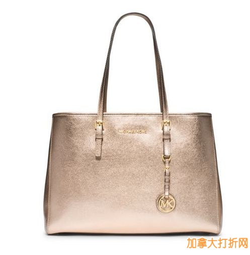 Michael Kors Jet Set Travel Large Metallic Leather Tote大号手提包6.8折特卖199元，原价298元，包邮