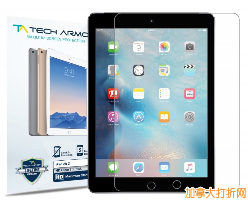 Tech Armor Apple iPad Air (Generation 5) Premium 高清晰度屏幕保护膜特价6.95元，原价29.99元