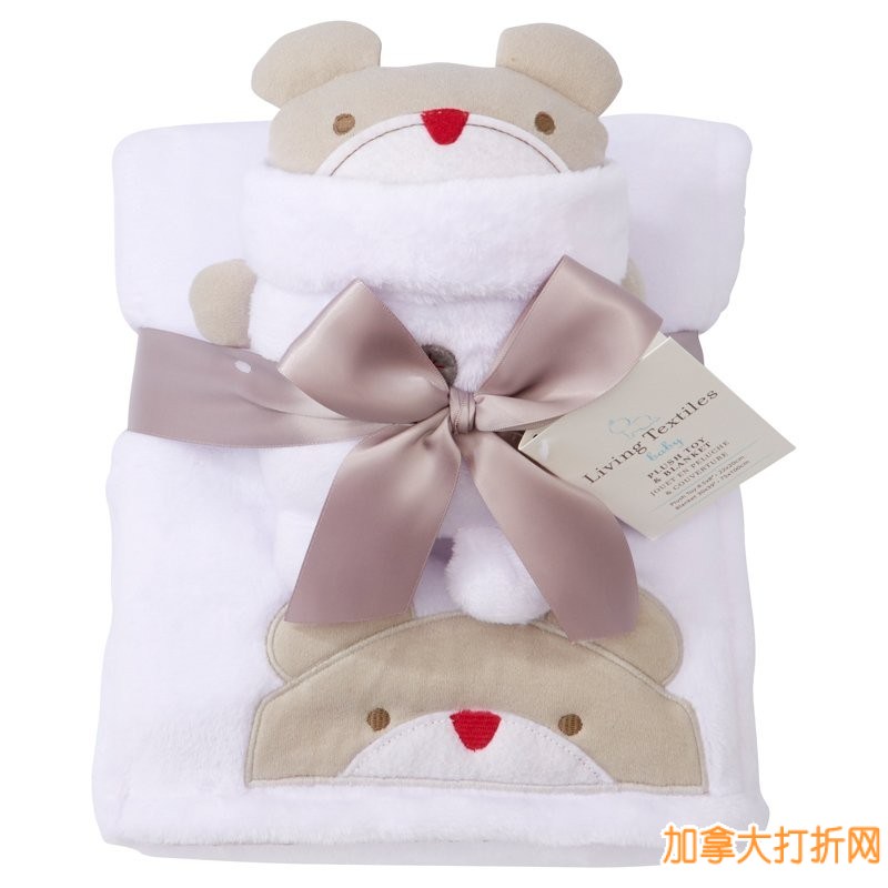 Holiday Plush Bear and Blanket可爱小熊布娃娃套装特卖20元，原价39.50元，包邮