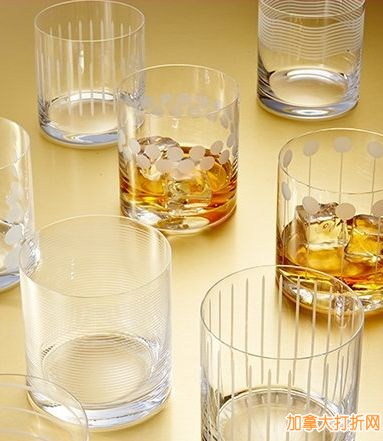 原价139.99元Mikasa Eight-Piece Double Old-Fashioned Glass Set 无铅水晶玻璃酒杯8只装仅售29.99元，Mikasa精品高档瓷器餐具、玻璃酒具等全面5折特卖！仅限今日！