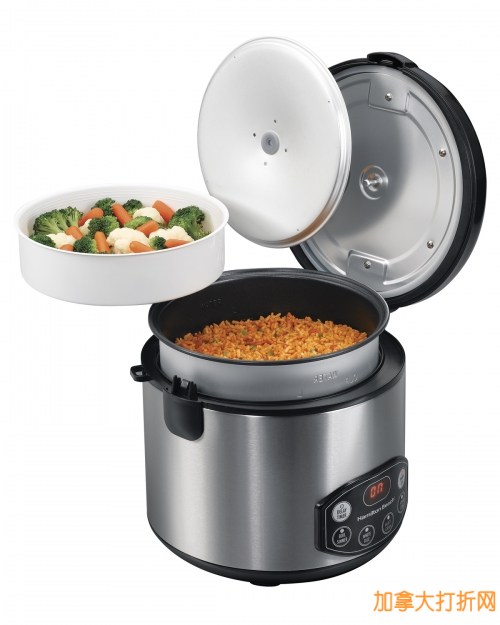 Hamilton Beach 37536 Digital Simplicity Rice Cooker 20杯大容量不锈钢数字多功能电饭煲29.94元清仓！