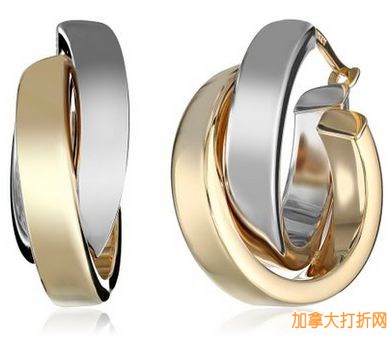 Amazon Collection Duragold 14K 黄金白金交叉耳环2.7折199.99元限量特卖并包邮！