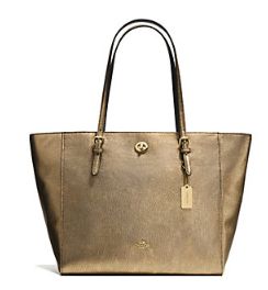  COACH Multi Turnlock Tote 女士真皮手提包特价238元，原价340元，包邮