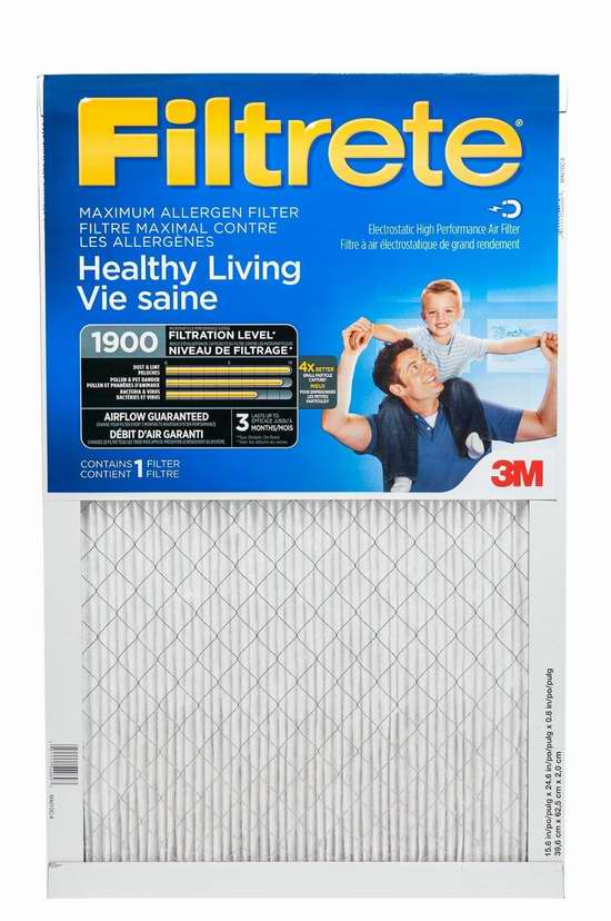  3M旗下品牌，Filtrete MPR 1900 防过敏家庭空调暖气炉过滤网（6个装）多个尺寸5.5折99.99-109.99元限量特卖！