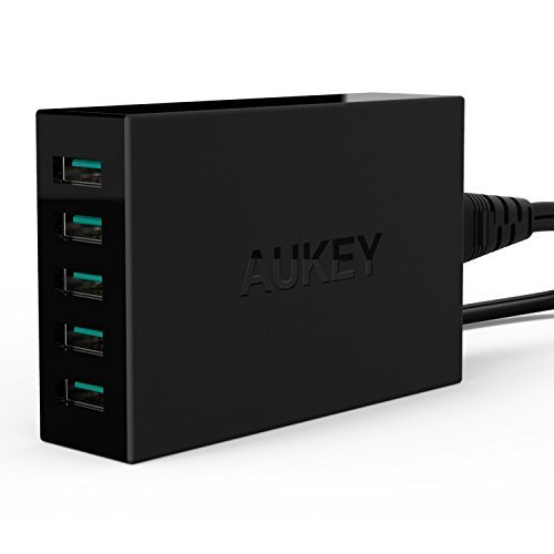  第二代 Aukey 50W/10A 5口大功率智能快速充电器16.99元特卖，原价49.99元！