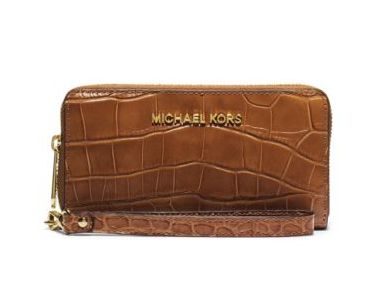  Michael Kors Jet Set Travel 女士时尚鳄鱼纹真皮长款大号手拿包5折 54元限时特卖并包邮！