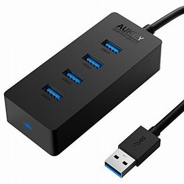  AUKEY CB-H30 4口 USB 3.0 便携式高速集线器4折 15.99元限量特卖！