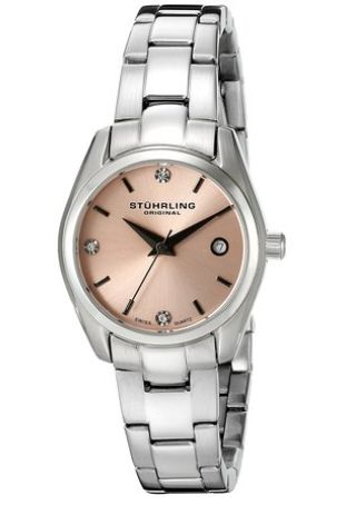  Stuhrling Original 女士 414L.02 镶施华洛世奇水晶全钢瑞士石英腕表67.99元，原价386.40元，包邮