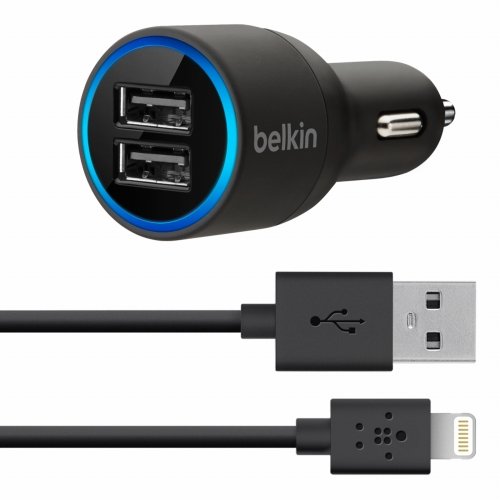  Belkin F8J071bt04-BLK 双USB接口车载充电器特卖19.99元，原价53.99元，包邮