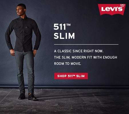  The Bay精选204款 Levi's 男式牛仔裤、牛仔服、T恤等服饰4折起限时特卖并包邮！