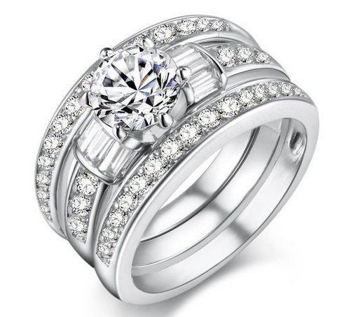  Newshe Jewellery 2.72CT 三重圈立方氧化锆戒指 29.99元特卖，原价 74.98元，包邮