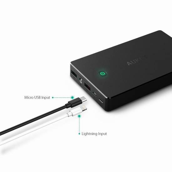  Aukey 20000mAh 双口便携式快速充电移动电源充电宝 29.99元限量特卖并包邮！