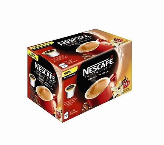  历史新低！Nescafé 雀巢 香甜奶油法国香草味 K-Cup 72速溶咖啡胶囊 36.25元限时特卖并包邮！