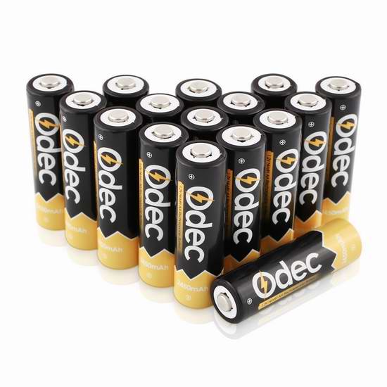  Odec 超长寿命 2450mAh AA镍氢充电电池16件套 28.79元限量特卖并包邮！