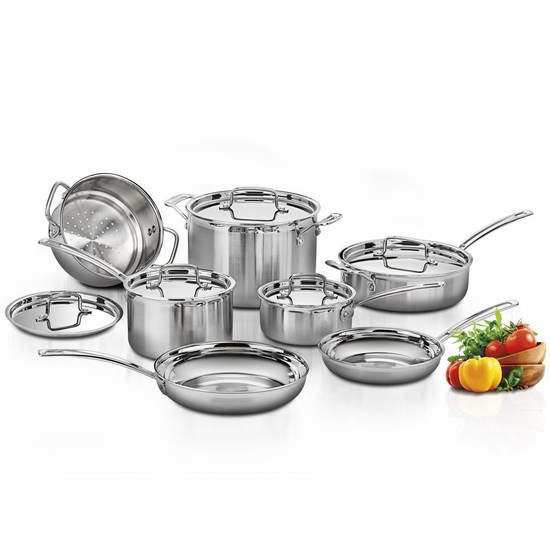  历史新低！Cuisinart 美康雅 MCP-12N MultiClad Pro 不锈钢锅具12件套 234.78元限量特卖，原价 532.87元，包邮