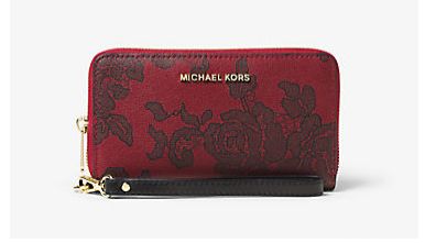  Michael Kors Jet Set 女士时尚红色印花真皮钱包/腕包/手拿包 88.2加元限时特卖并包邮！