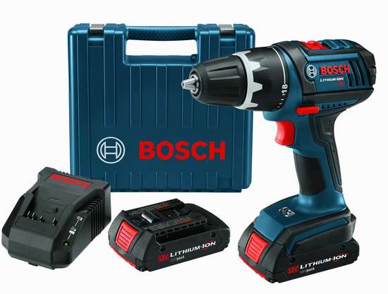  降疯了！Bosch 博世 DDS180-02 18伏无绳紧凑型Drill/Driver电钻+双锂电套装 70元限时特卖并包邮！