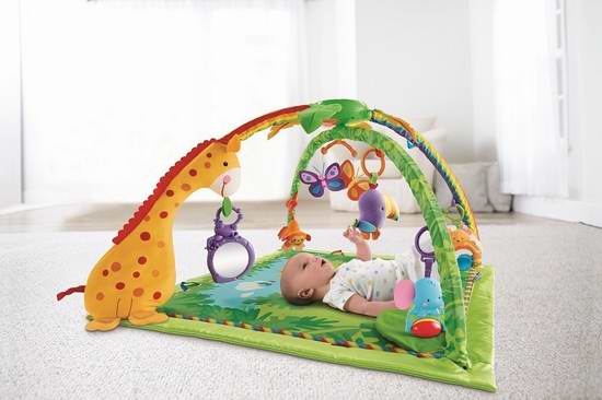  历史新低！Fisher-Price 费雪 Rainforest 热带雨林主题婴幼儿健身游戏垫 49.99元，原价 99.99元，包邮