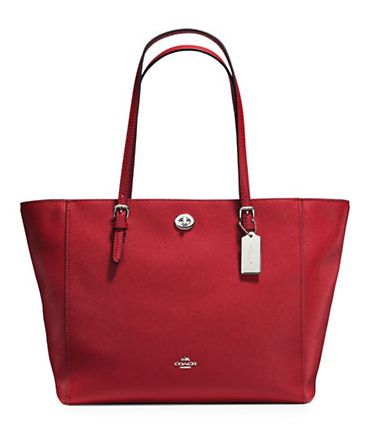  COACH Turnlock Tote 红色托特包 170.62元，原价 350元，包邮